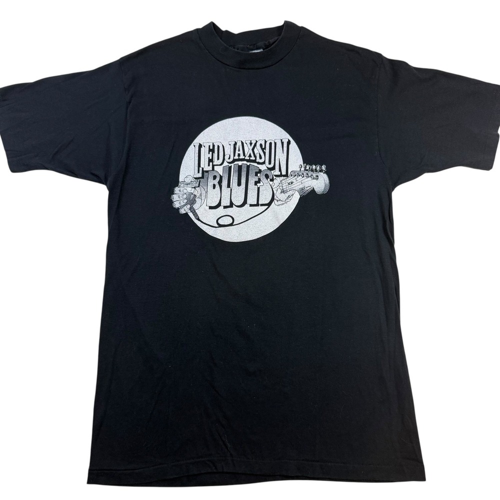 Vintage Led Jaxson Blues Band Graphic T-Shirt – Black, Size L, 1990s Hanes Fifty